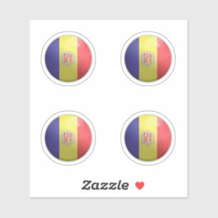 Andorra Glossy Circle Flag Aufkleber