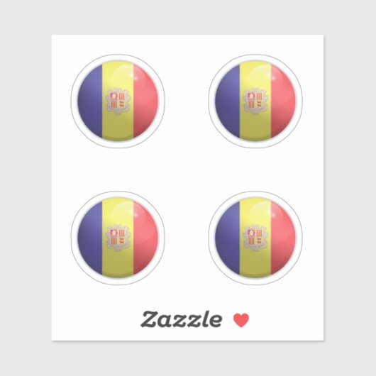 Andorra Glossy Circle Flag Aufkleber (Blatt)