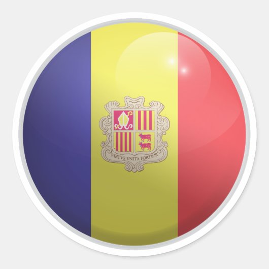 Andorra Glossy Circle Flag Runder Aufkleber (Vorderseite)