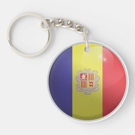 Andorra Glossy Circle Flag Schlüsselanhänger (Vorderseite)