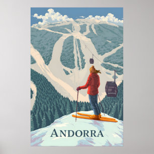 Andorra Grandvalira Skigebiet Reiseplakat Poster