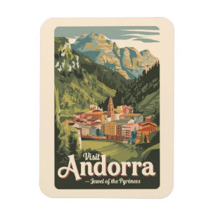 Andorra Illustration Reise Kunst Vintage Magnet