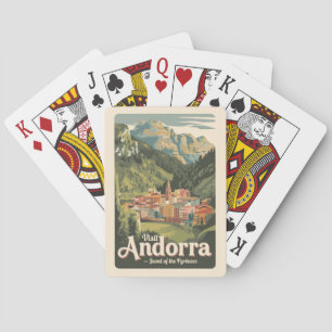 Andorra Illustration Reise Kunst Vintage Spielkarten