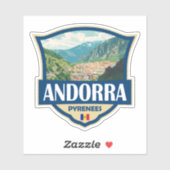 Andorra Illustration Retro-Abzeichen Aufkleber (Blatt)