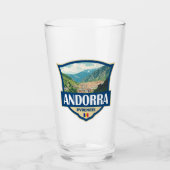 Andorra Illustration Retro-Abzeichen Glas (Vorderseite)