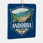 Andorra Illustration Retro-Abzeichen Keramikornament (Rechts)