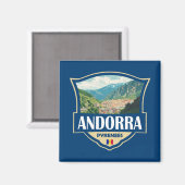 Andorra Illustration Retro-Abzeichen Magnet (Vorderseite/Rückseite)