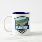 Andorra Illustration Retro-Abzeichen Zweifarbige Tasse (Links)