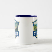 Andorra Illustration Retro-Abzeichen Zweifarbige Tasse (Mittel)