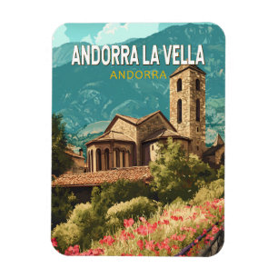 Andorra la Vella Reise Kunst Vintage Magnet