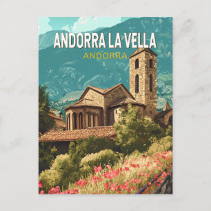 Andorra la Vella Reise Kunst Vintage Postkarte