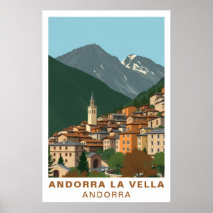 Andorra la Vella Vintage Reise Berg Kunst Poster