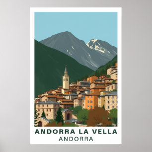 Andorra la Vella Vintage Reise Berg Kunst Poster