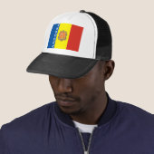 Andorra-Landesflaggetextname Truckerkappe (Beispiel)