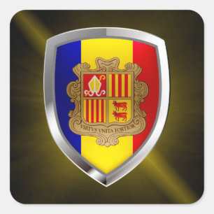 Andorra Metallic Emblem Quadratischer Aufkleber