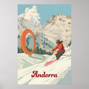 Andorra Ordino Arcalis Skigebiet Reiseplakat Poster