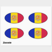 Andorra Oval Flag Sticker (Blatt)