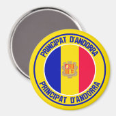 Andorra Round Emblem Magnet (Vorderseite/Rückseite)
