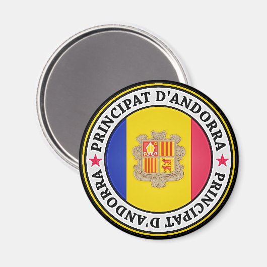 Andorra Round Emblem Magnet (Vorderseite/Rückseite)
