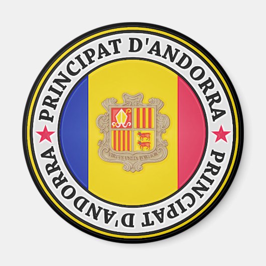 Andorra Round Emblem Magnet (Vorne)