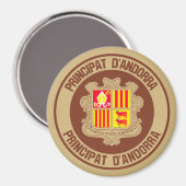 Andorra Round Emblem Magnet (Vorderseite/Rückseite)