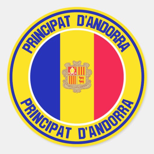 Andorra Round Emblem Runder Aufkleber (Vorderseite)