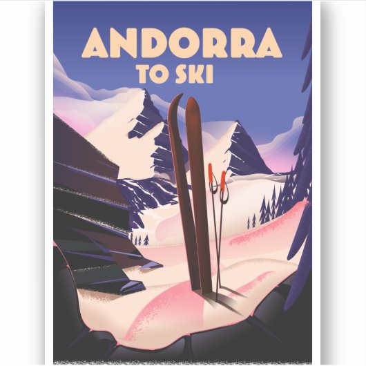 Andorra Skipposter. Aufkleber (Vorderseite)