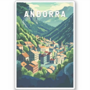 Andorra Travel Art Vintag Aufkleber