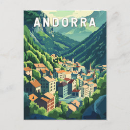 Andorra Travel Art Vintag Postkarte