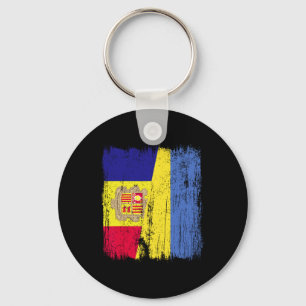 Andorra Ukraine Halbflagge Andorianische Ukrainisc Schlüsselanhänger
