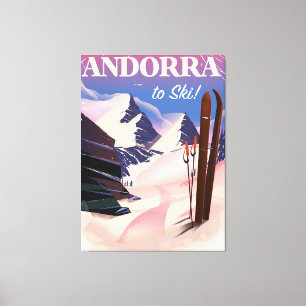 Andorra Vintag Ski Poster Leinwanddruck