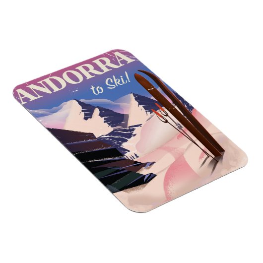 Andorra Vintag Ski Poster Magnet (Rechte Seite)