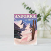 Andorra Vintag Ski Poster Postkarte (Stehend Vorderseite)