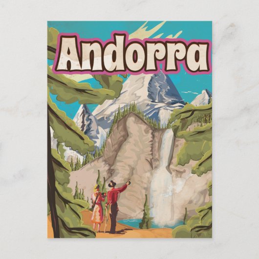 Andorra Vintage Travel Poster Postkarte (Vorderseite)