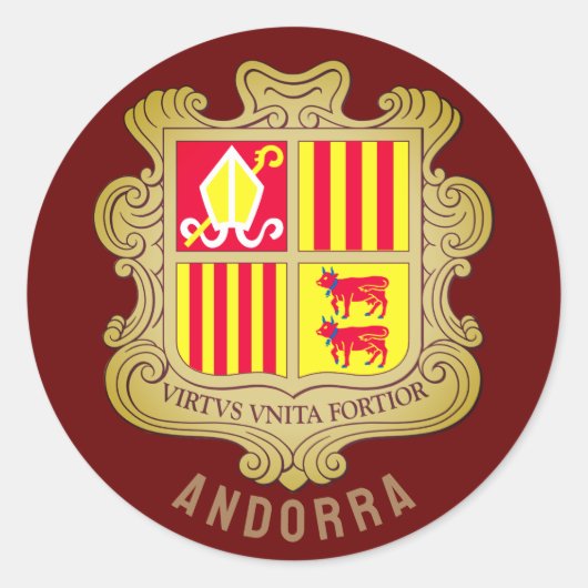 Andorra Wappen Runder Aufkleber (Vorderseite)