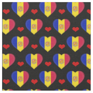 Andorran Flag & Red Heart Modefabrik /Andorra Stoff