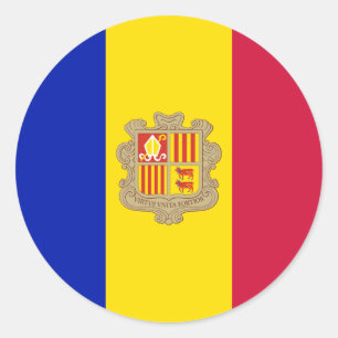 Andorran-Flagge, Flagge von Andorra Runder Aufkleber