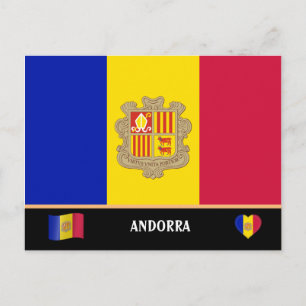 Andorranische Flagge & Andorranisches Reiseland / Postkarte