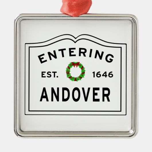 Andover, MA Holiday Wreath Metal Ornament (Vorne)