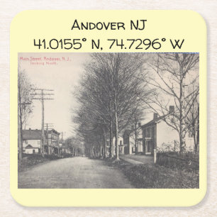 Andover NJ Kartenkoordinaten im Vintage-Stil Rechteckiger Pappuntersetzer
