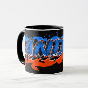 Andre Vorname Name Graffiti blue orange Tasse
