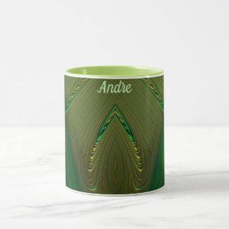 ANDRE ~ Zany 3D Fraktal ~ Gold Green Tasse