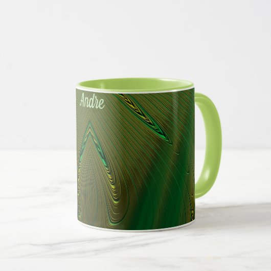 ANDRE ~ Zany 3D Fraktal ~ Gold Green Tasse (VorderseiteRechts)