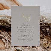 ANDREA Beige and Gold Foil Formal Elegant Wedding Folieneinladung