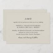 Andrea Beige Elegant Wedding Einladung (Vorne/Hinten)
