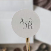 ANDREA Beige Modern Simple Wedding Monogram Runder Aufkleber