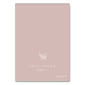 ANDREA Blush Pink Minimal Wedding Place Cards Tischnummer (Vorderseite)