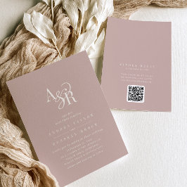 ANDREA Blush Pink QR Code Classic Elegant Wedding Einladung