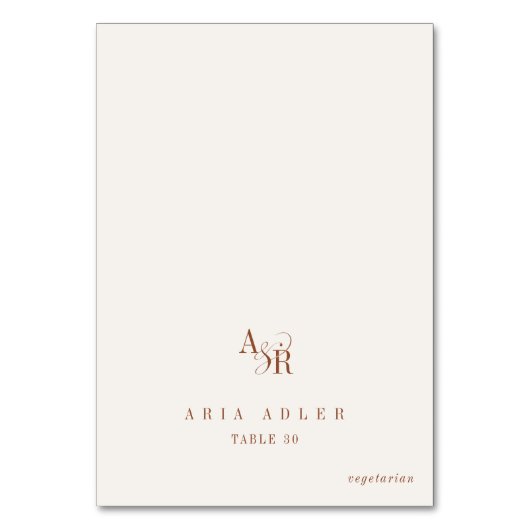 ANDREA Boho Cream Minimal Wedding Place Cards Tischnummer (Vorderseite)