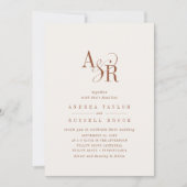 ANDREA Boho Creme QR Code Klassische elegante Hoch Einladung (Vorderseite)